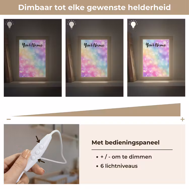 Licht - Regenboog - Hartjes Light Box met kabel (Kinderlampje) klein -USP_dimbaarNL