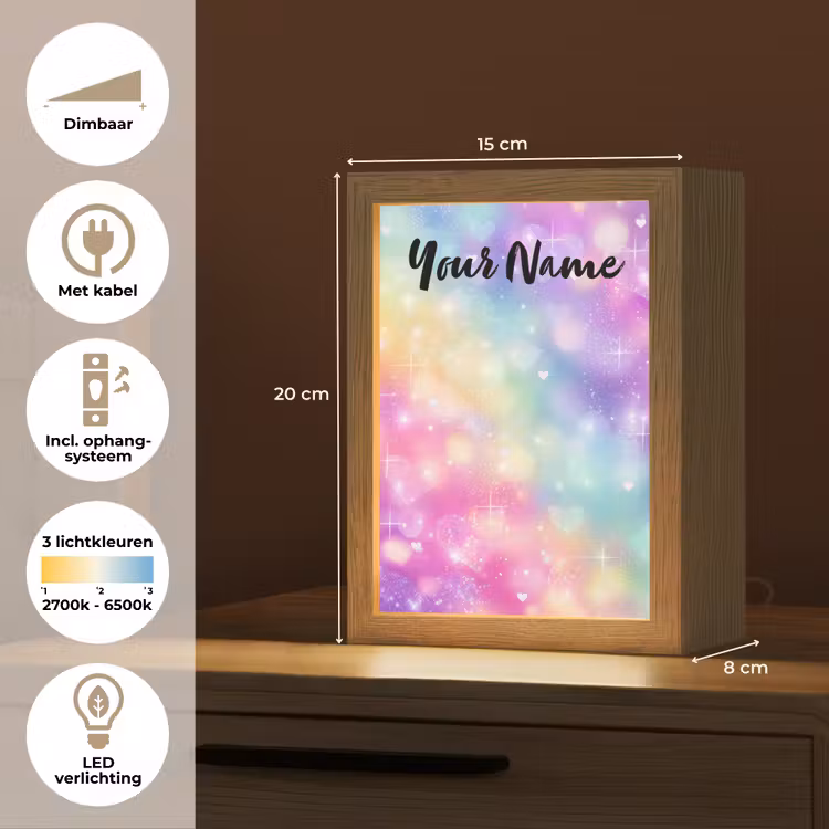 Licht - Regenboog - Hartjes Light Box met kabel (Kinderlampje) klein -USP_NL