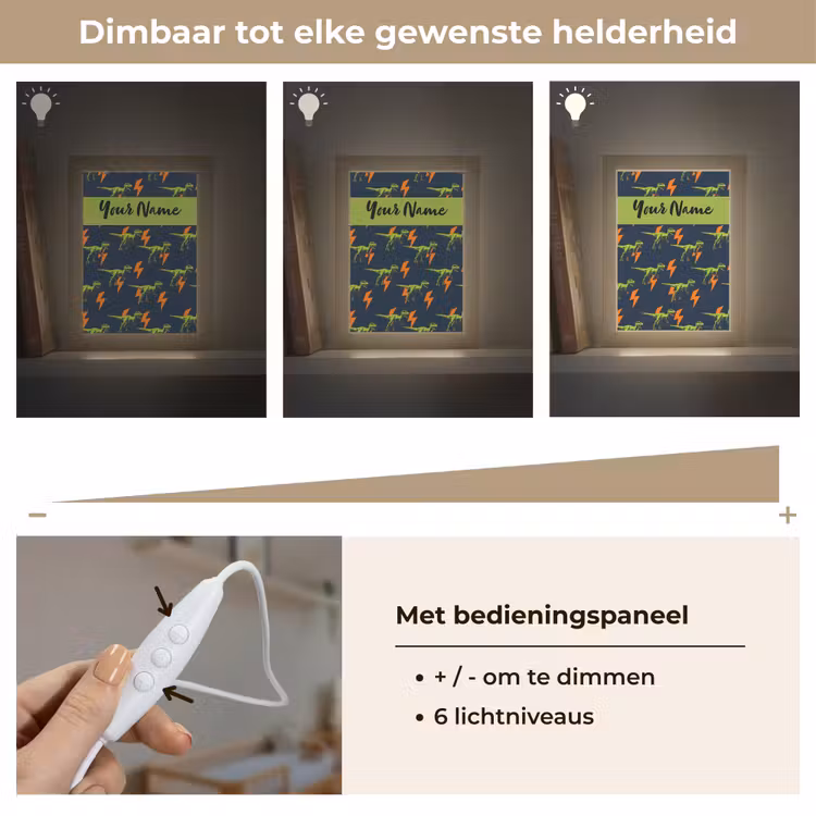 Bliksemschichten - Oranje - Dino - Patroon Light Box met kabel (Kinderlampje) klein -USP_dimbaarNL
