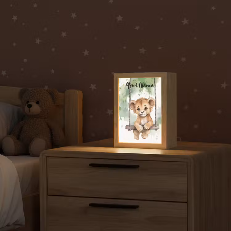 Leeuw - Dier - Kinderen - Jungle Light Box met kabel (Kinderlampje) klein -sfeer1_kind