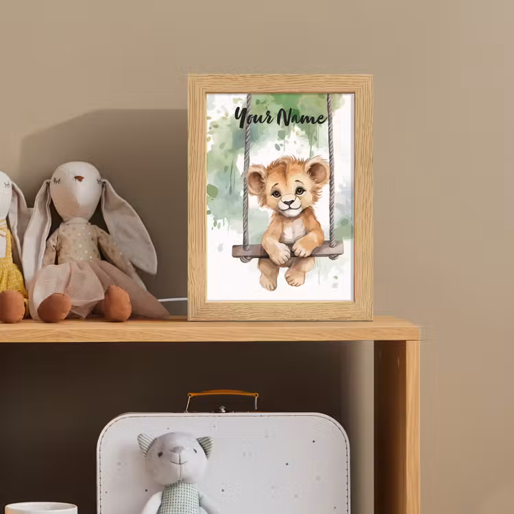 Leeuw - Dier - Kinderen - Jungle Light Box met kabel (Kinderlampje) klein -sfeer2_kind
