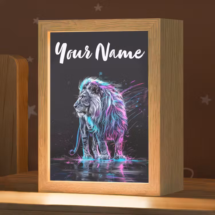 Leeuw - Kleuren - Zwart - Dieren Light Box met kabel (Kinderlampje) klein -zzz_3d_website