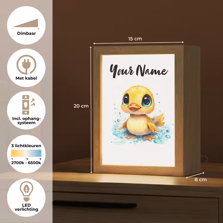 Eendje - Badeend - Geel Light Box met kabel (Kinderlampje) klein -USP_NL