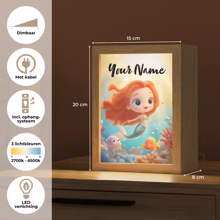 Zeemeermin - Vissen - Koraal Light Box met kabel (Kinderlampje) klein -USP_NL