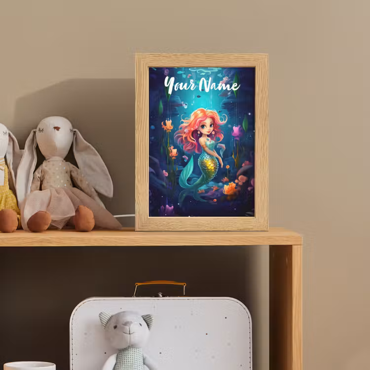Zeemeermin - Bloemen - Onderwater - Meisjes - Kind Light Box met kabel (Kinderlampje) klein -sfeer2_kind