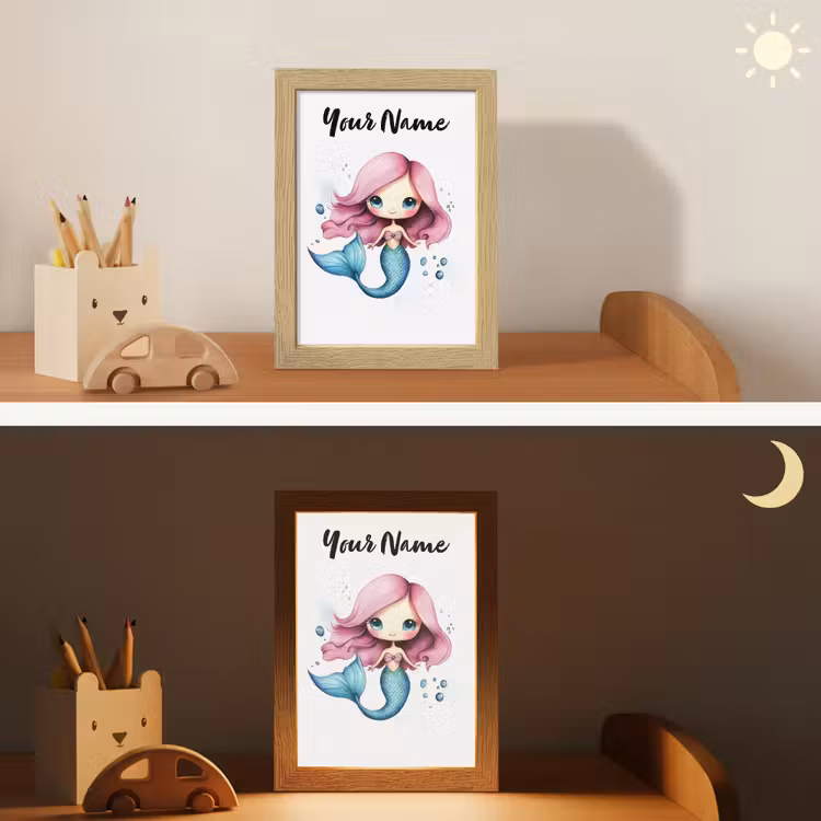 Zeemeermin - Roze Light Box met kabel (Kinderlampje) klein -sfeer3_kind