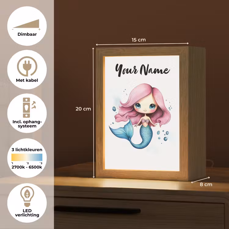Zeemeermin - Roze Light Box met kabel (Kinderlampje) klein -USP_NL