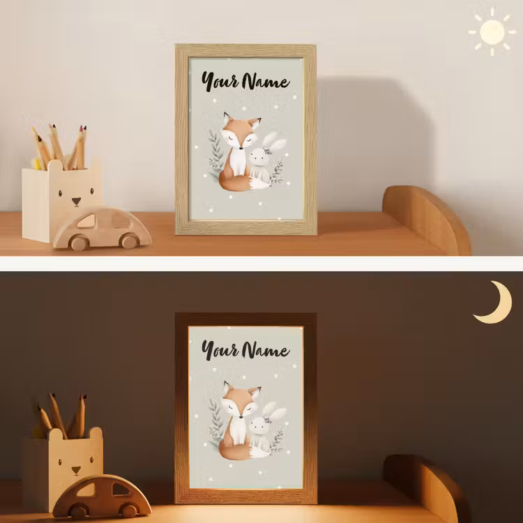 Minimalistisch - Dieren - Bladeren - Stippen Light Box met kabel (Kinderlampje) klein -sfeer3_kind