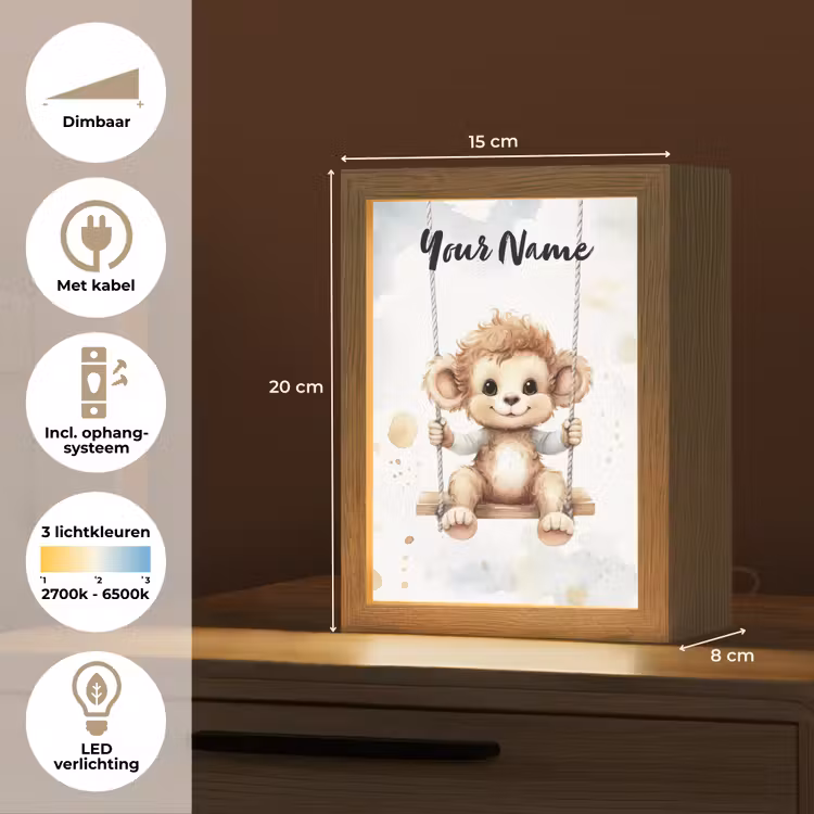 Aap - Dier - Kinderen Light Box met kabel (Kinderlampje) klein -USP_NL
