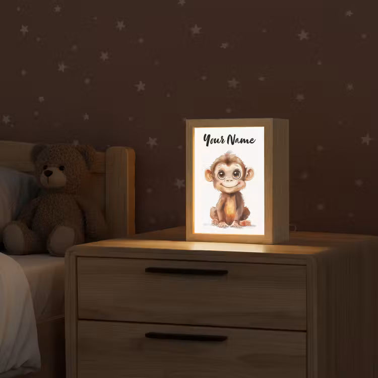 Aap - Baby - Jungle dieren Light Box met kabel (Kinderlampje) klein -sfeer1_kind