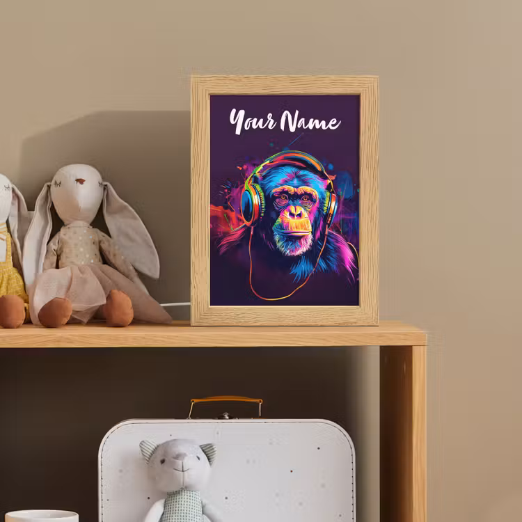 Aap - Koptelefoon - Muziek - Kleurrijk Light Box met kabel (Kinderlampje) klein -sfeer2_kind