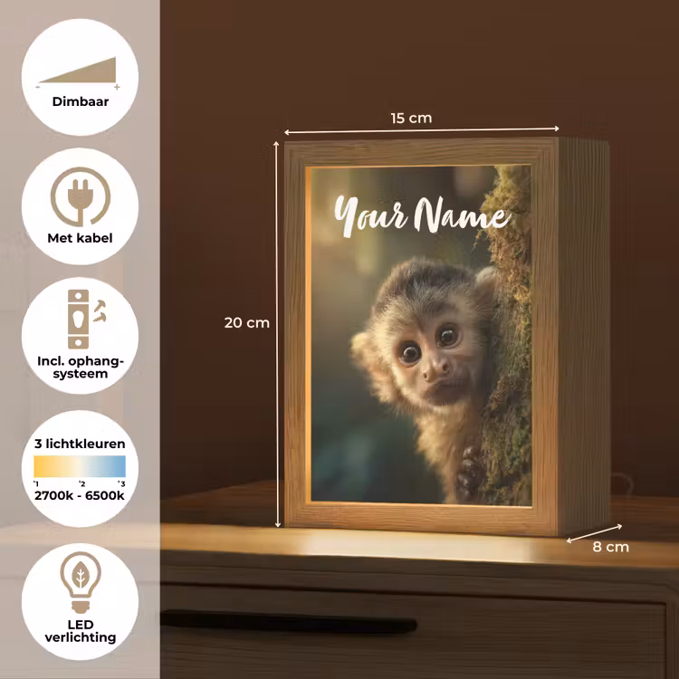 Aap - Boomstronk - Bruin Light Box met kabel (Kinderlampje) klein -USP_NL