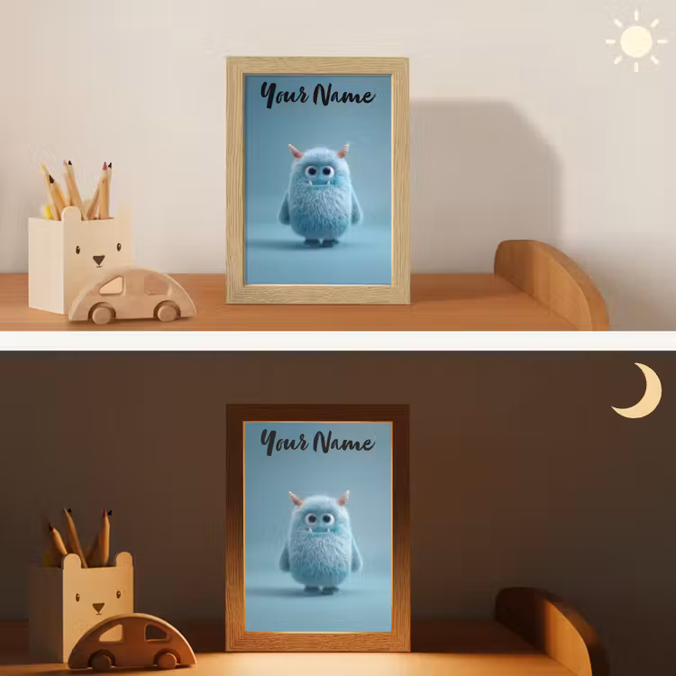 Monster - Blauw Light Box met kabel (Kinderlampje) klein -sfeer3_kind