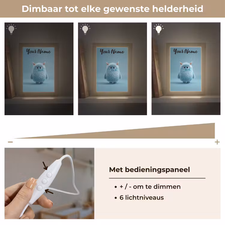Monster - Blauw Light Box met kabel (Kinderlampje) klein -USP_dimbaarNL