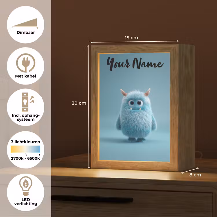 Monster - Blauw Light Box met kabel (Kinderlampje) klein -USP_NL