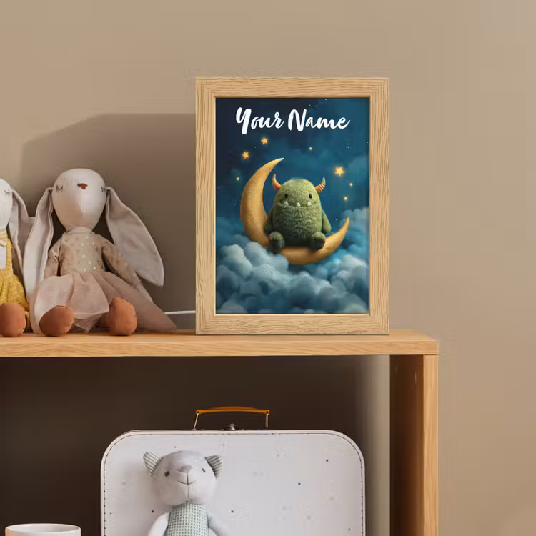 Monster - Groen - Maan - Wolken Light Box met kabel (Kinderlampje) klein -sfeer2_kind