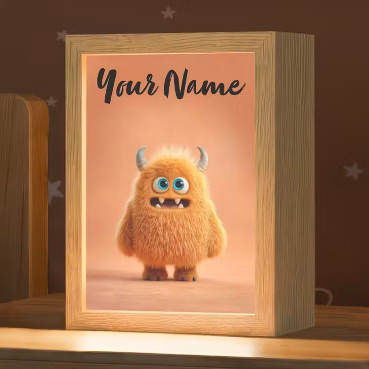 Monster - Knuffel - Oranje Light Box met kabel (Kinderlampje) klein -zzz_3d_website