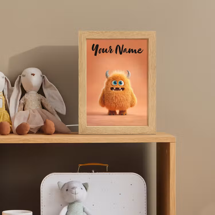 Monster - Knuffel - Oranje Light Box met kabel (Kinderlampje) klein -sfeer2_kind