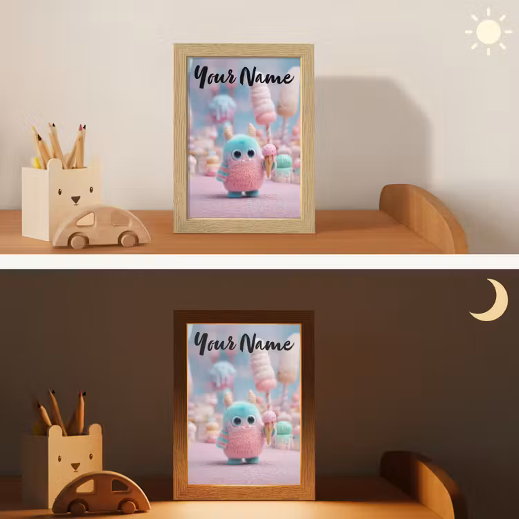 Monster - Pastel - Roze - Snoep Light Box met kabel (Kinderlampje) klein -sfeer3_kind