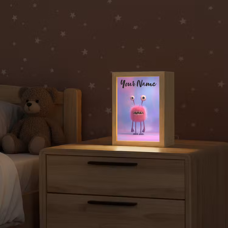 Monster - Roze - Paars Light Box met kabel (Kinderlampje) klein -sfeer1_kind