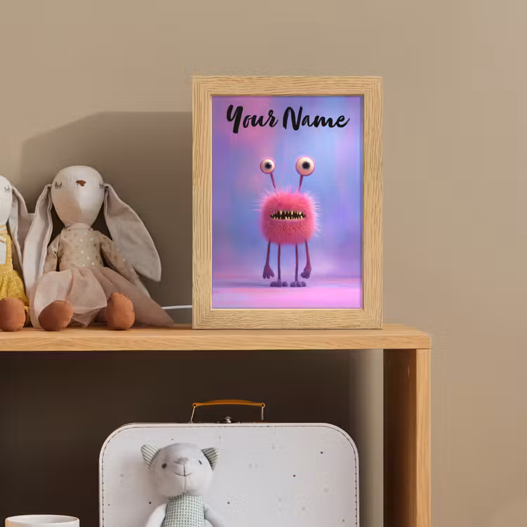 Monster - Roze - Paars Light Box met kabel (Kinderlampje) klein -sfeer2_kind