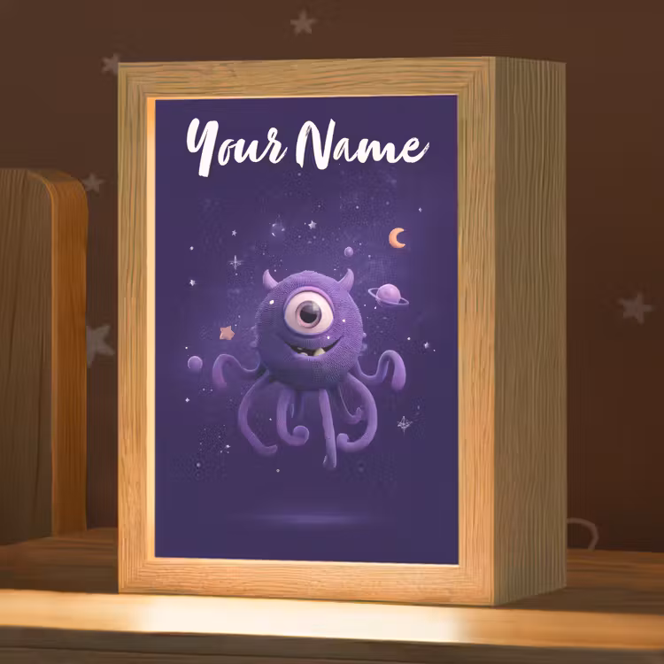 Monster - Paars - Ruimte Light Box met kabel (Kinderlampje) klein -zzz_3d_website