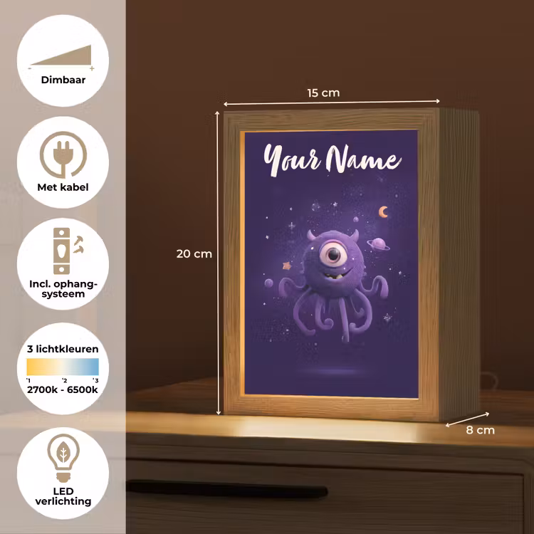 Monster - Paars - Ruimte Light Box met kabel (Kinderlampje) klein -USP_NL