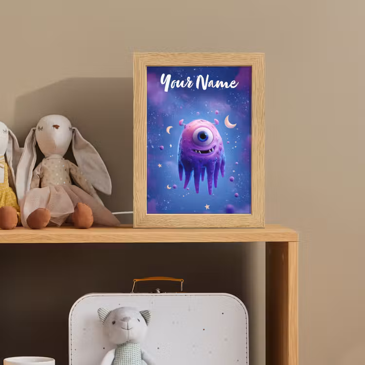 Monster - Ruimte - Sterren - Paars Light Box met kabel (Kinderlampje) klein -sfeer2_kind