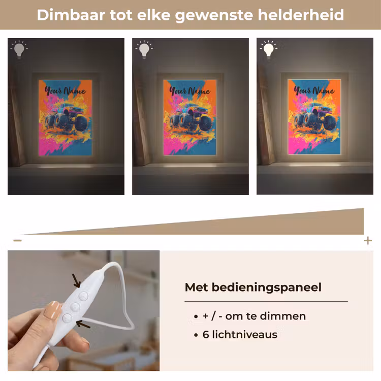Monstertruck - Abstract - Verfspatten - Kleurrijk Light Box met kabel (Kinderlampje) klein -USP_dimbaarNL