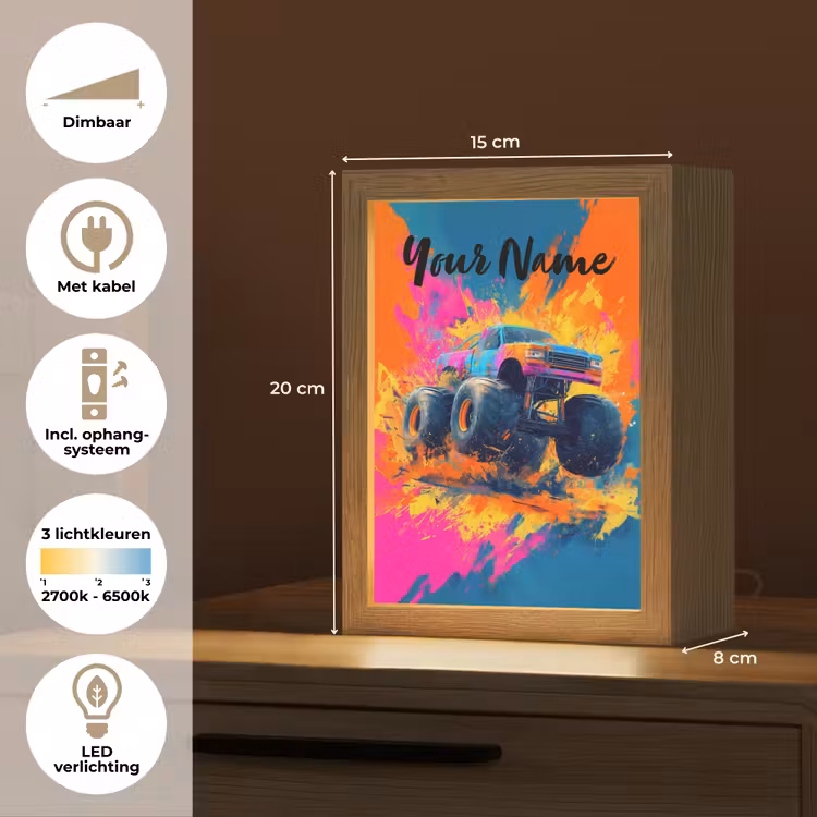 Monstertruck - Abstract - Verfspatten - Kleurrijk Light Box met kabel (Kinderlampje) klein -USP_NL