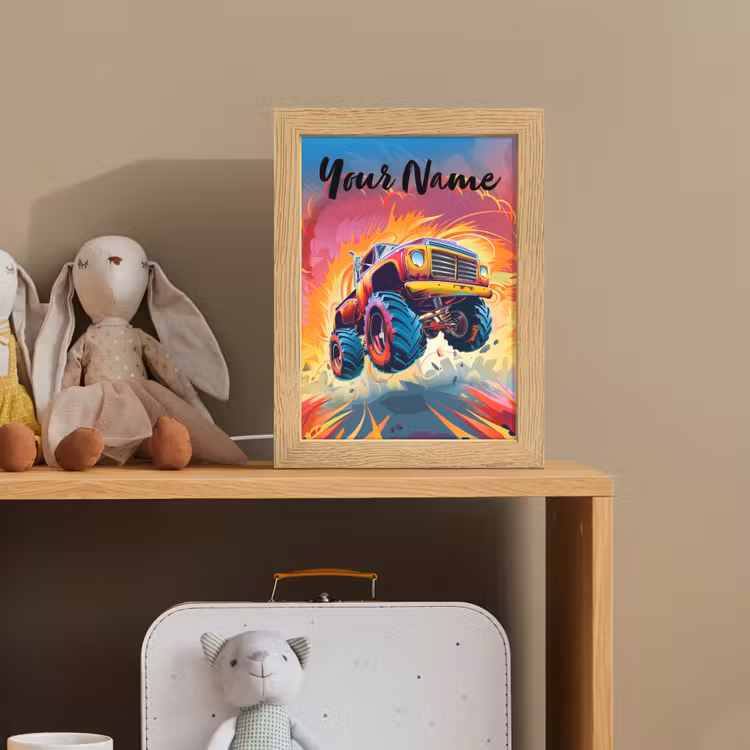 Monstertruck - Auto - Jongens - Kleurrijk Light Box met kabel (Kinderlampje) klein -sfeer2_kind