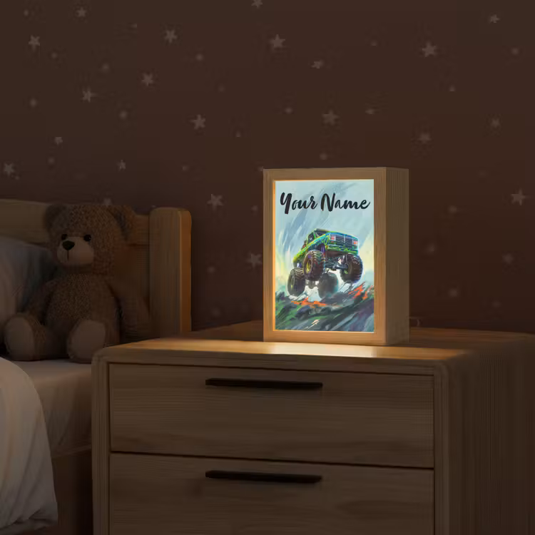 Monstertruck - Auto - Jongens - Groen Light Box met kabel (Kinderlampje) klein -sfeer1_kind