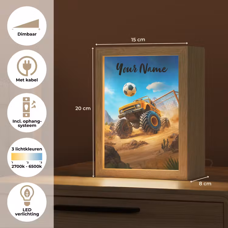 Monstertruck - Voetbal - Woestijn Light Box met kabel (Kinderlampje) klein -USP_NL