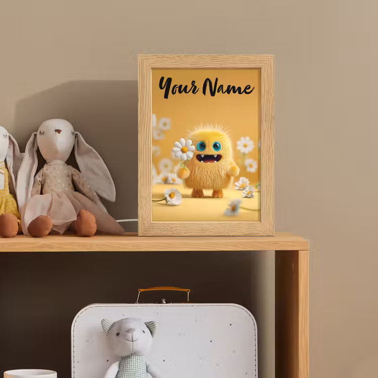 Monster - Geel - Madeliefjes Light Box met kabel (Kinderlampje) klein -sfeer2_kind
