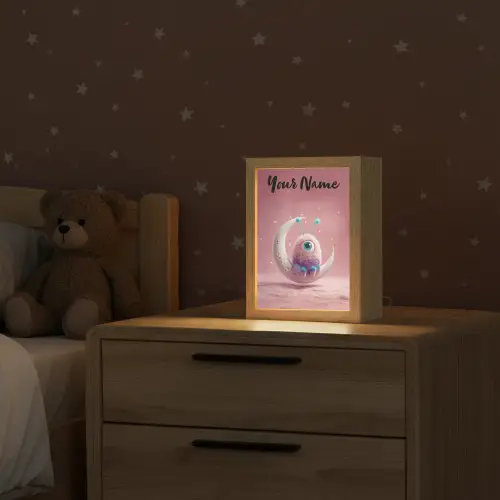 Maan - Monster - Roze Light Box met kabel (Kinderlampje) klein -sfeer1_kind