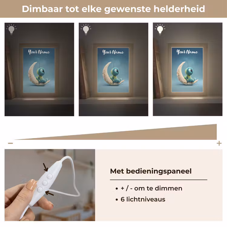 Maan - Ruimtewezen - Blauw Light Box met kabel (Kinderlampje) klein -USP_dimbaarNL