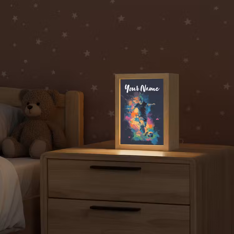 Neon - Voetballer - Kleurrijk Light Box met kabel (Kinderlampje) klein -sfeer1_kind