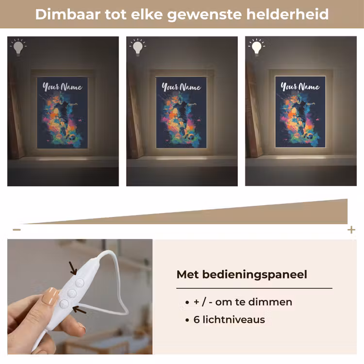 Neon - Voetballer - Kleurrijk Light Box met kabel (Kinderlampje) klein -USP_dimbaarNL