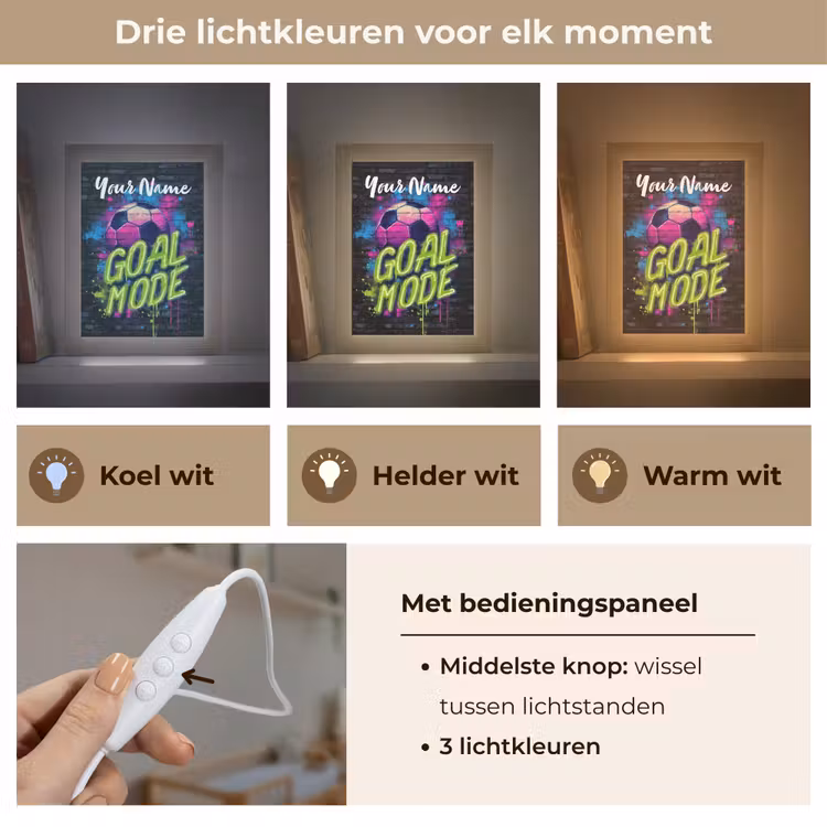 Neon - Graffiti - Voetbal - Kleurrijk Light Box met kabel (Kinderlampje) klein -USP_lichtkleurNL