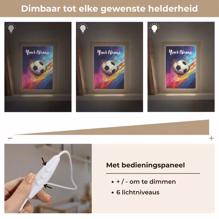 Neon - Voetbal - Kleurrijk Light Box met kabel (Kinderlampje) klein -USP_dimbaarNL