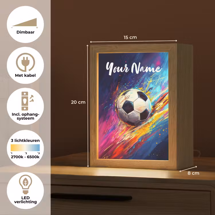 Neon - Voetbal - Kleurrijk Light Box met kabel (Kinderlampje) klein -USP_NL