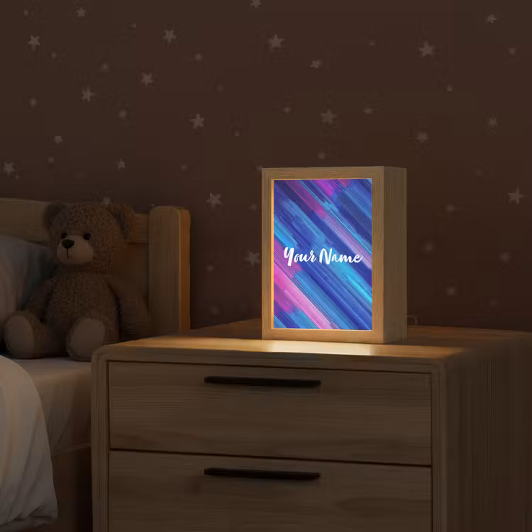 Neon - Strepen - Abstract - Blauw - Roze Light Box met kabel (Kinderlampje) klein -sfeer1_kind