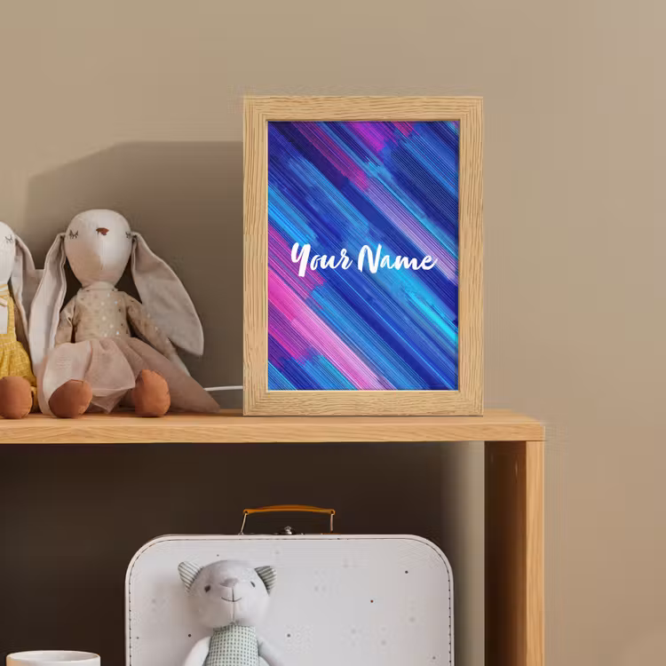 Neon - Strepen - Abstract - Blauw - Roze Light Box met kabel (Kinderlampje) klein -sfeer2_kind