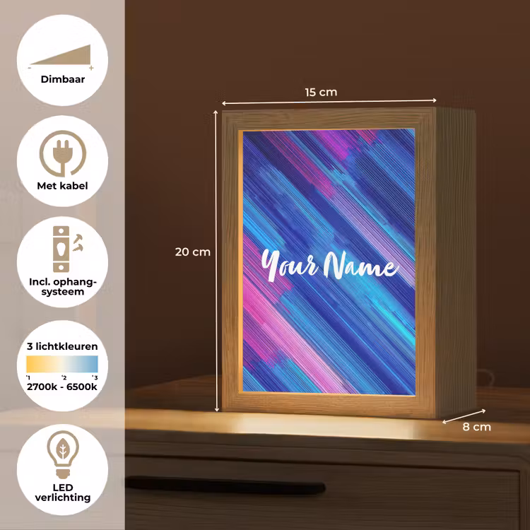 Neon - Strepen - Abstract - Blauw - Roze Light Box met kabel (Kinderlampje) klein -USP_NL