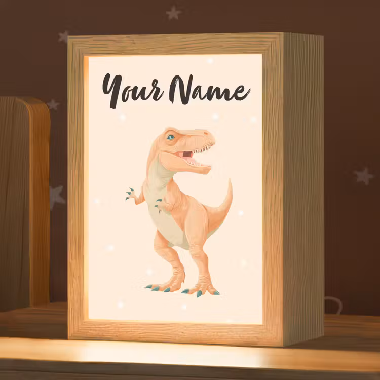 Oranje - Dino - T-Rex - Stippen Light Box met kabel (Kinderlampje) klein -zzz_3d_website