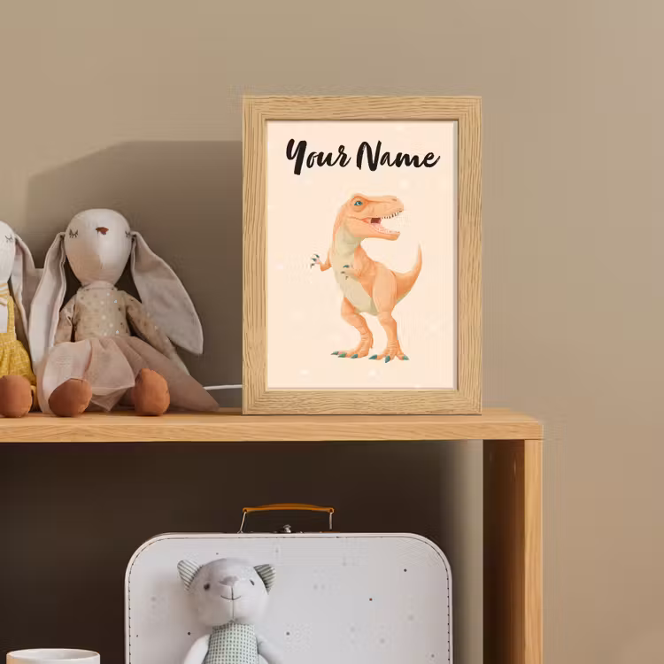 Oranje - Dino - T-Rex - Stippen Light Box met kabel (Kinderlampje) klein -sfeer2_kind