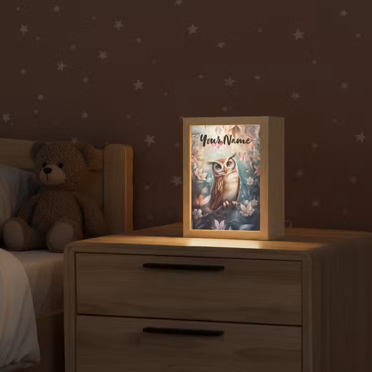 Uil - Bos - Bloemen - Vlinders Light Box met kabel (Kinderlampje) klein -sfeer1_kind
