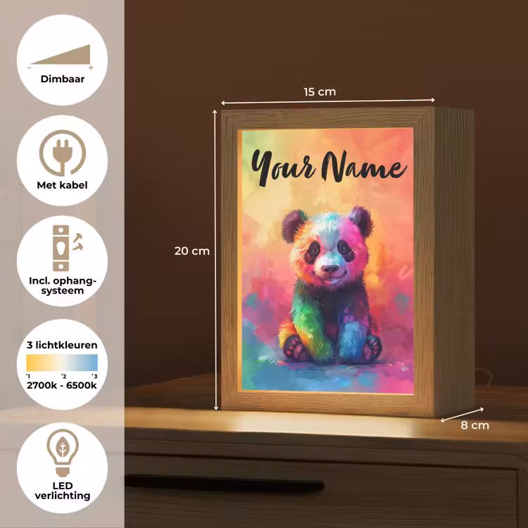 Panda - Dieren - Kleurrijk - Neon Light Box met kabel (Kinderlampje) klein -USP_NL