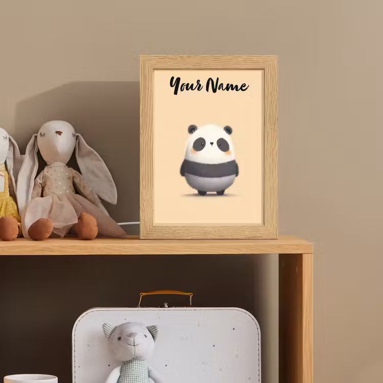 Panda - Beige - Minimalistisch Light Box met kabel (Kinderlampje) klein -sfeer2_kind