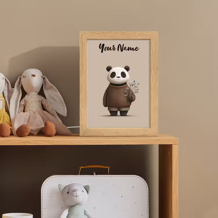 Panda - Blauwe bloemen - Zachtheid Light Box met kabel (Kinderlampje) klein -sfeer2_kind